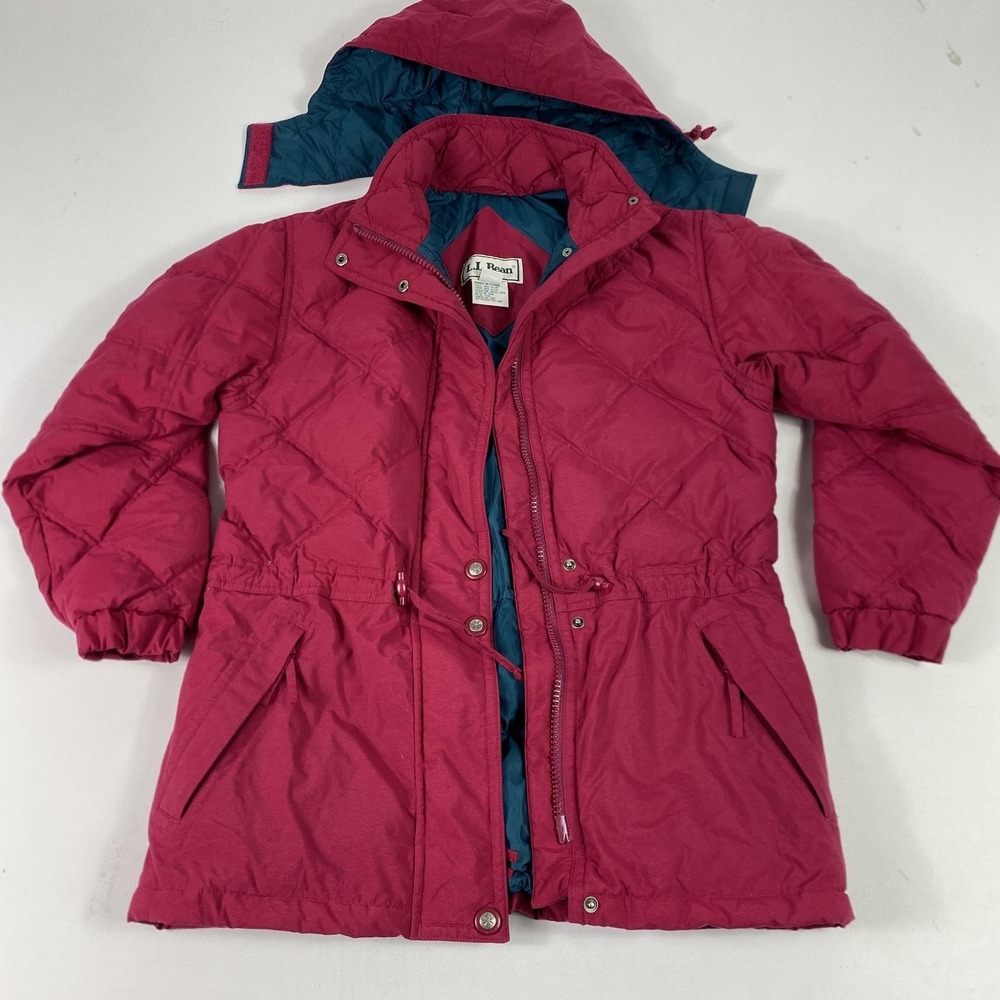 L.L. Bean‎ Coat Womens S Pink Nylon Puffer Hooded Insulated Down Quilted